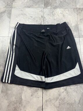 adidas Basketball Shorts Men's L Black White Three Stripe Vintage Y2K